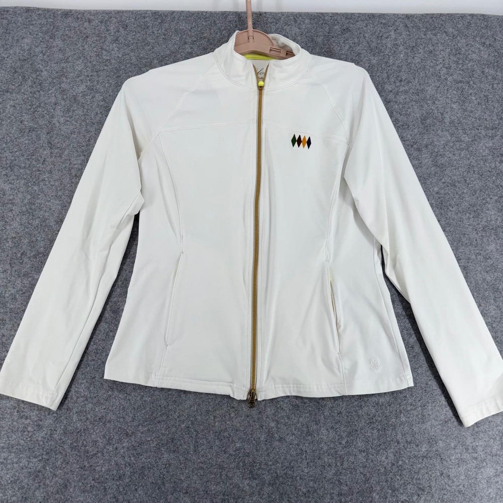Clover by Bobby Jones Performance White Full Zip Jacket Women Medium Golf Sport